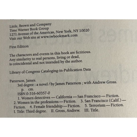 3rd Degree by James Patterson Hardcover (First Edition) - Picture 4 of 4